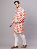 Yugnik Men's Chyan Crochet Fabric Floral Design Thread Work Long Kurta Set