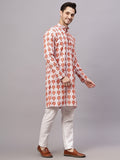 Yugnik Men's Chyan Crochet Fabric Floral Design Thread Work Long Kurta Set