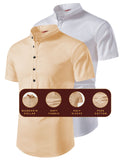 Yugnik Men's Slim Fit Beige with White Color Pure Cotton Half Sleeve Short Kurta Pack 2