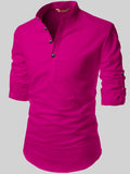 Yugnik Men's Slim Fit Full Sleeve Pink Color Cotton Short Kurta