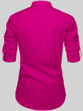 Yugnik Men's Slim Fit Full Sleeve Pink Color Cotton Short Kurta