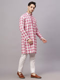 Yugnik Men's Chyan Crochet Fabric Floral Design Thread Work Long Kurta Set