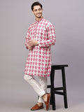 Yugnik Men's Chyan Crochet Fabric Floral Design Thread Work Long Kurta Set