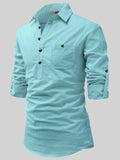 Yugnik Men's Slim Fit Dark Teal With White Cotton Short Kurta Pack 2