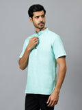 Yugnik Men's Slim Fit Half Sleeve Daily Wear Cotton Short Kurta