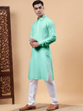 Yugnik Men's Beige Solid Pure Cotton Spread Collar Long Kurta Pajama Set