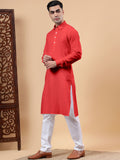 Yugnik Men's Beige Solid Pure Cotton Spread Collar Long Kurta Pajama Set