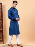 Yugnik Men's Beige Solid Pure Cotton Spread Collar Long Kurta Pajama Set