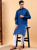 Yugnik Men's Beige Solid Pure Cotton Spread Collar Long Kurta Pajama Set