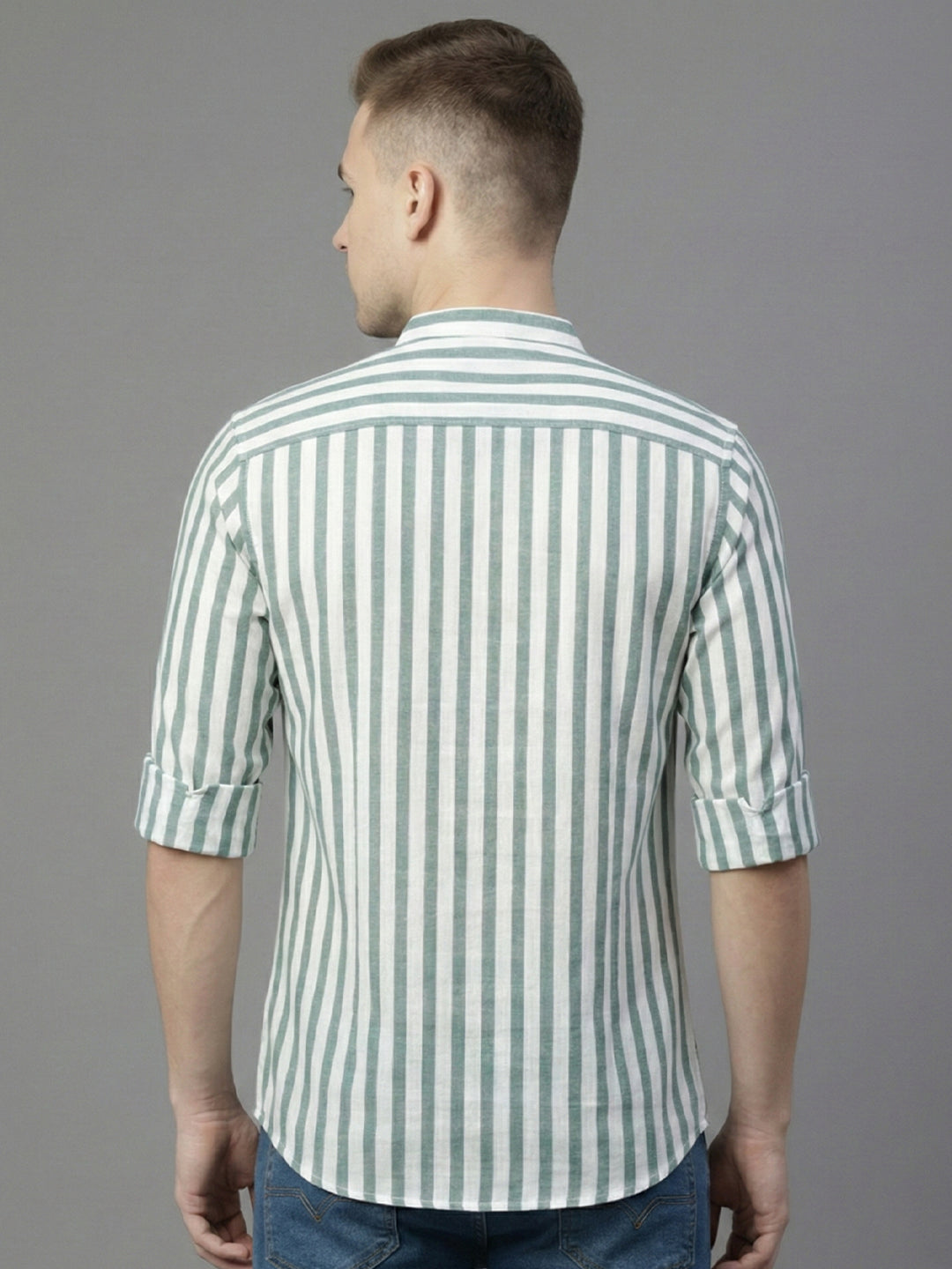100% Cotton Mens Strip Full Sleeve Kurta