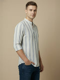 100% Cotton Mens Strip Full Sleeve Kurta