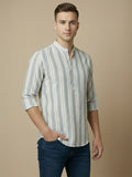 100% Cotton Mens Strip Full Sleeve Kurta
