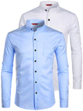 Yugnik Men's Slim Fit Beige with White Color Cotton Blend Casual Shirt Pack 2