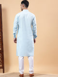 Yugnik Men's Beige Solid Pure Cotton Spread Collar Long Kurta Pajama Set