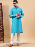 Yugnik Men's Beige Solid Pure Cotton Spread Collar Long Kurta Pajama Set