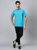 Yugnik Men's Slim Fit Half Sleeve Daily Wear Cotton Short Kurta