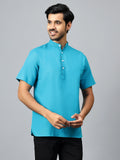 Yugnik Men's Slim Fit Half Sleeve Daily Wear Cotton Short Kurta