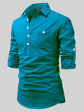 Yugnik Men's Slim Fit Dark Teal With White Cotton Short Kurta Pack 2