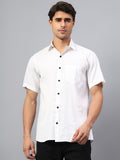 Yugnik Men's Slim Fit Half Sleeve Spread Collar Cotton Blend Black Color Casual Shirt for Men