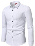 Yugnik Men's Slim Fit Beige with Black Color Cotton Blend Formal Shirt Pack 2