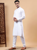 Yugnik Men's Beige Solid Pure Cotton Spread Collar Long Kurta Pajama Set