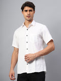 Yugnik Men's Slim Fit Half Sleeve Spread Collar Cotton Blend Black Color Casual Shirt for Men