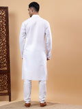 Yugnik Men's Beige Solid Pure Cotton Chinese Collar Long Kurta Pajama Set