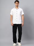 Yugnik Men's Slim Fit Half Sleeve Spread Collar Cotton Blend Black Color Casual Shirt for Men