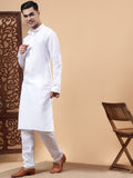 Yugnik Men's Beige Solid Pure Cotton Spread Collar Long Kurta Pajama Set