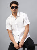 Yugnik Men's Slim Fit Half Sleeve Spread Collar Cotton Blend Black Color Casual Shirt for Men