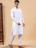 Yugnik Men's Beige Solid Pure Cotton Spread Collar Long Kurta Pajama Set