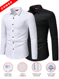 Yugnik Men's Slim Fit Beige with White Color Cotton Blend Formal Shirt Pack 2