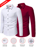 Yugnik Men's Slim Fit Beige with White Color Cotton Blend Formal Shirt Pack 2