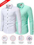 Yugnik Men's Slim Fit Beige with White Color Cotton Blend Formal Shirt Pack 2