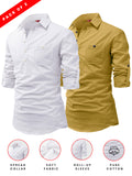 Yugnik Men's Slim Fit Light Pista with White Cotton Short Kurta Pack 2