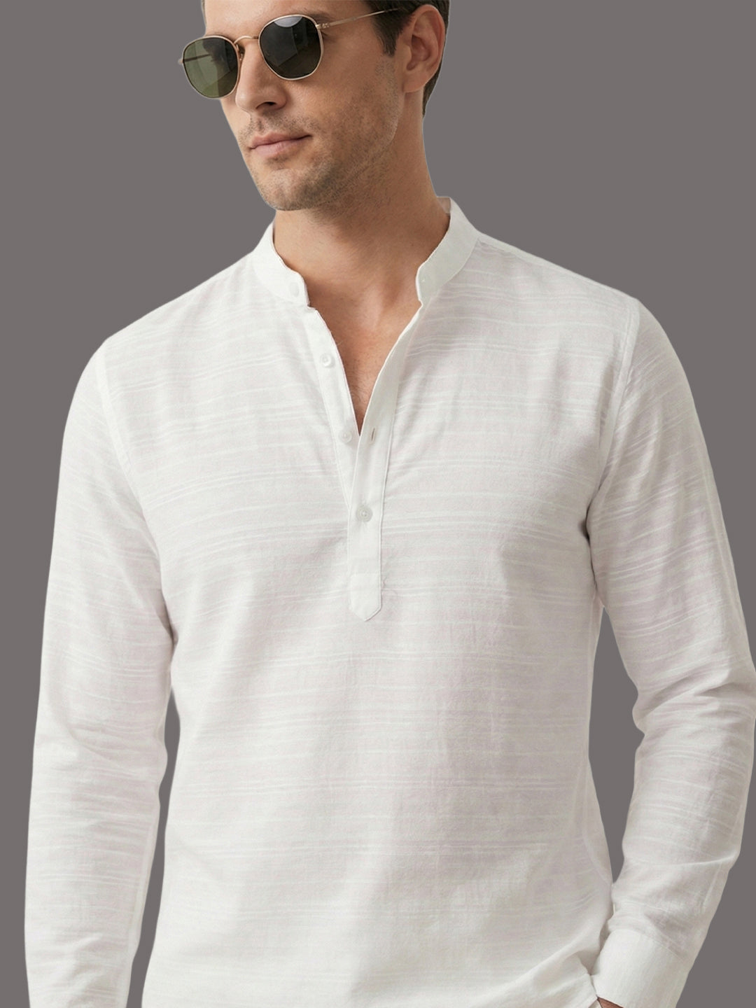 100% Cotton Mens Strip Full Sleeve Kurta