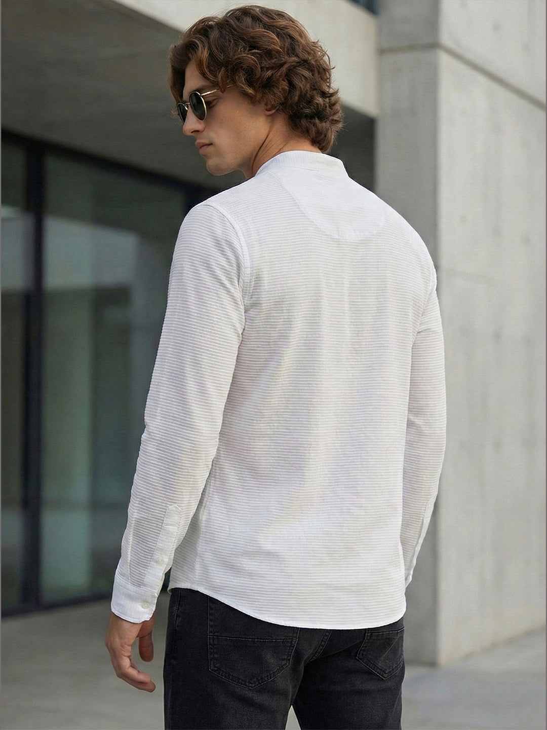 100% Cotton Mens Strip Full Sleeve Kurta
