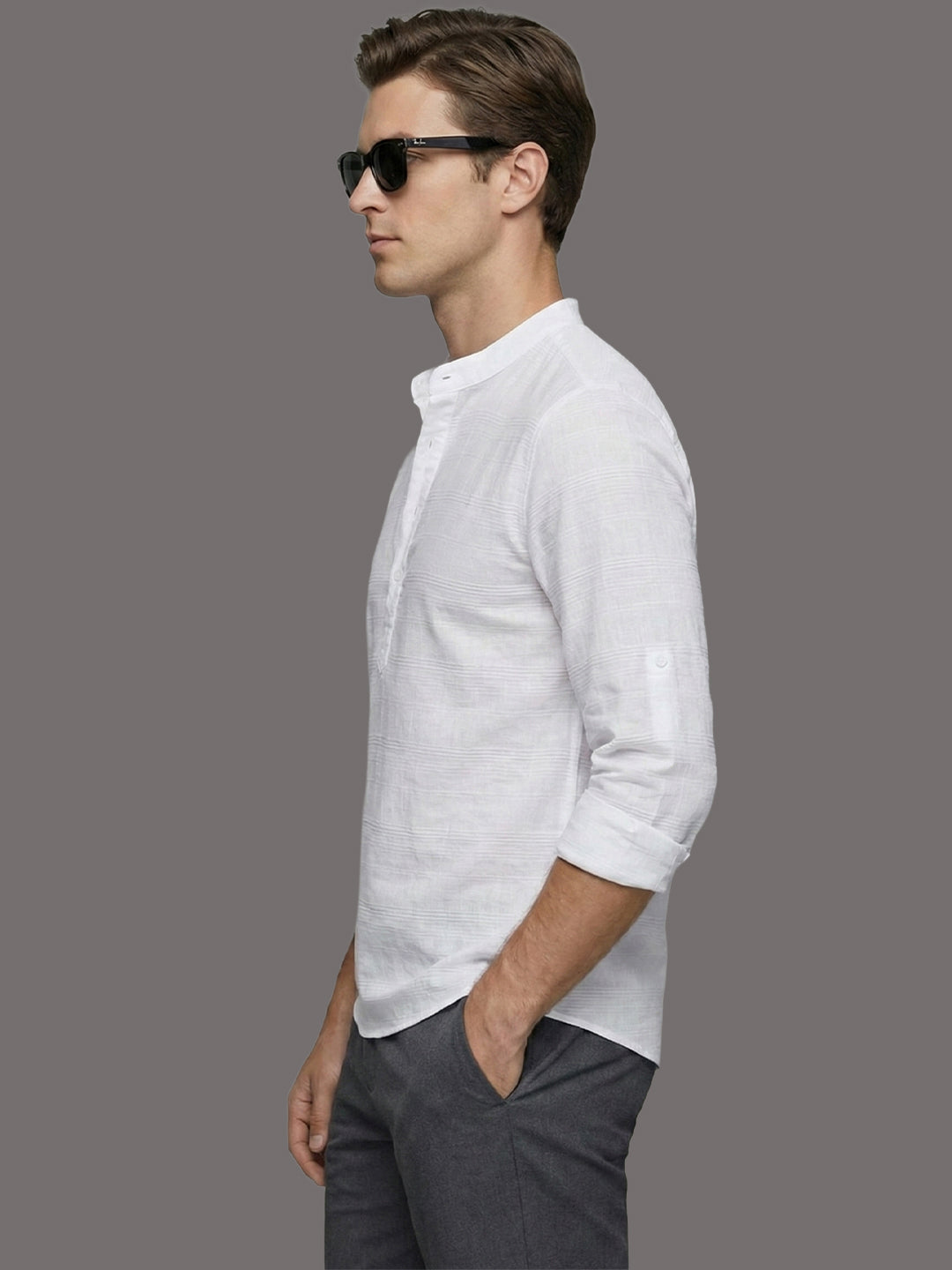 100% Cotton Mens Strip Full Sleeve Kurta