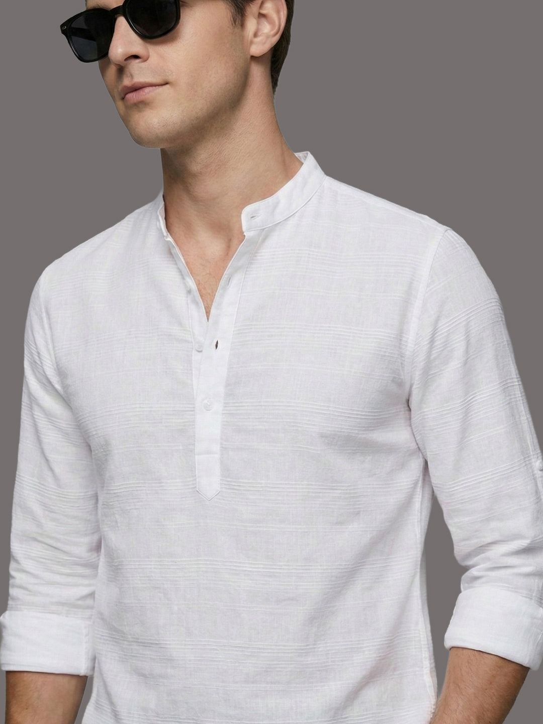 100% Cotton Mens Strip Full Sleeve Kurta