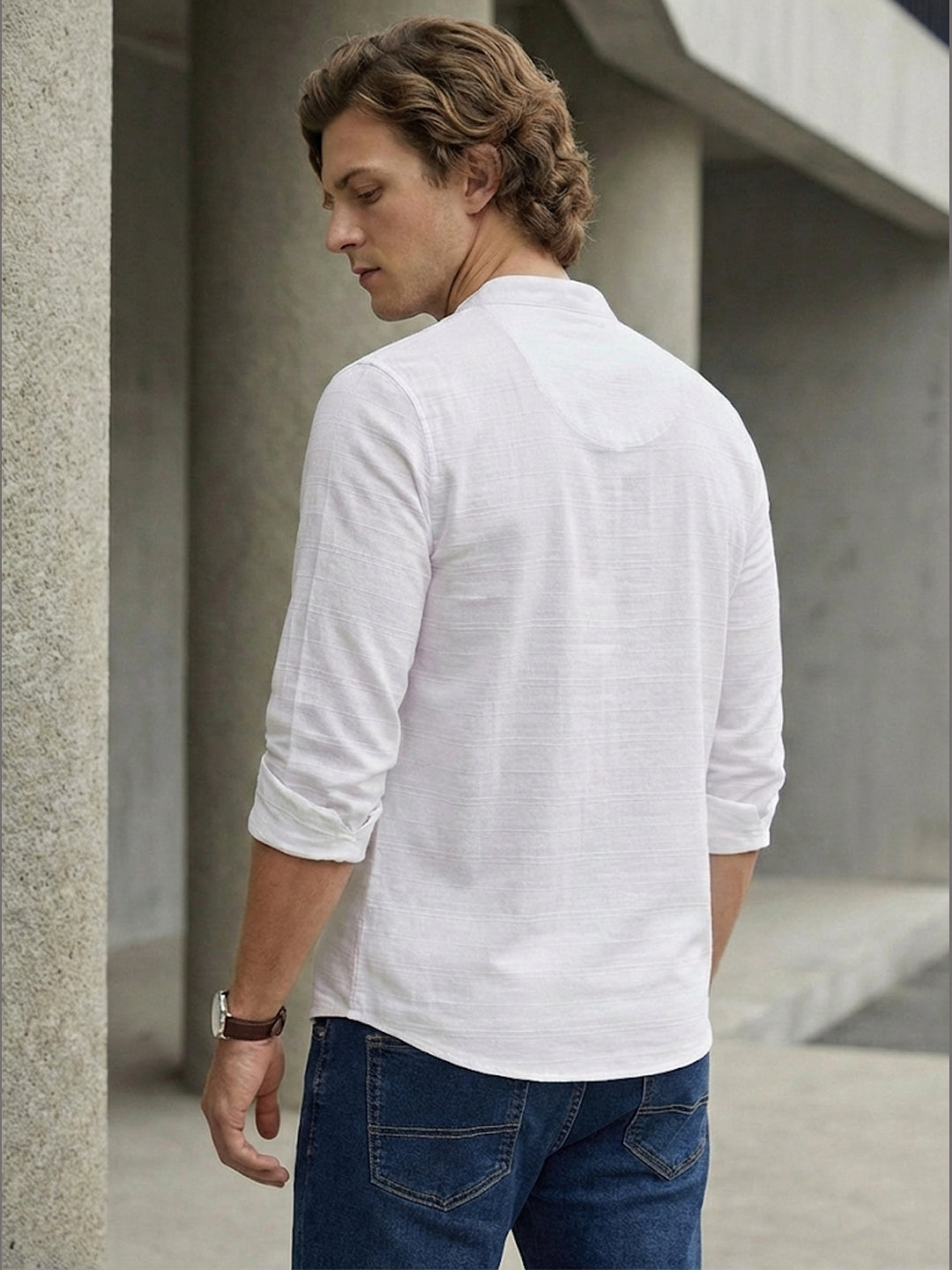100% Cotton Mens Strip Full Sleeve Kurta