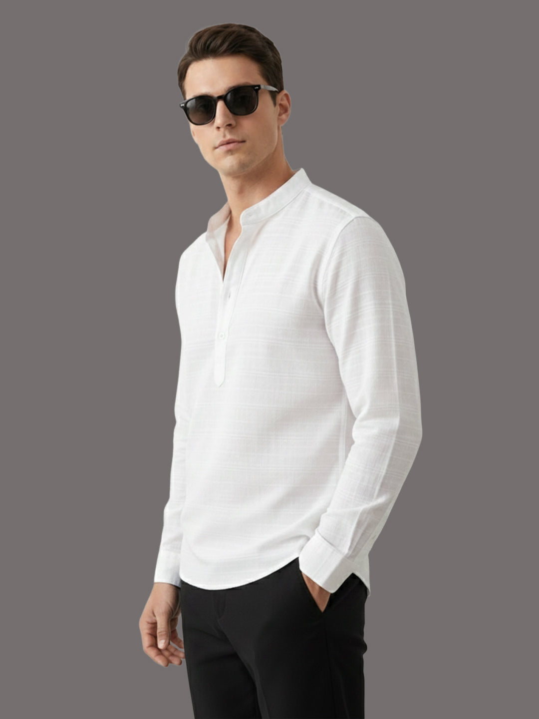 100% Cotton Mens Strip Full Sleeve Kurta