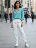 Women 3/4Th sleeve Spread Collar Shirts