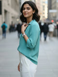 Women 3/4Th sleeve Spread Collar Shirts