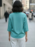 Women 3/4Th sleeve Spread Collar Shirts