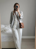 Women 3/4Th sleeve Spread Collar Strip Shirts
