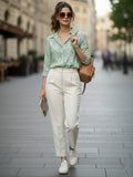 Women 3/4Th sleeve Spread Collar Print Shirts