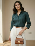 Women 3/4Th sleeve Spread Collar Print Shirts