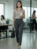 Women 3/4Th sleeve Spread Collar Shirts