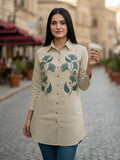 Women 3/4Th sleeve shirt collar Shirts