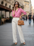 Women 3/4Th sleeve Spread Collar Shirts